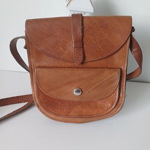 Pretty Vintage Stocko Shoulder Short Strap Bag Brown Real Leather 7'' x 7.5''